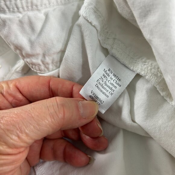 Coldwater Creek Womens Capri Pants Size 16 White Blue Fish Drawstring Hem - Picture 4 of 10